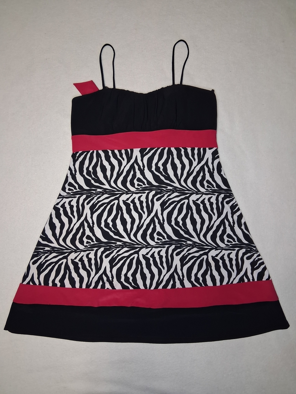 Oasis Y2K Black, White & Pink Zebra Print Spaghetti Strap Dress